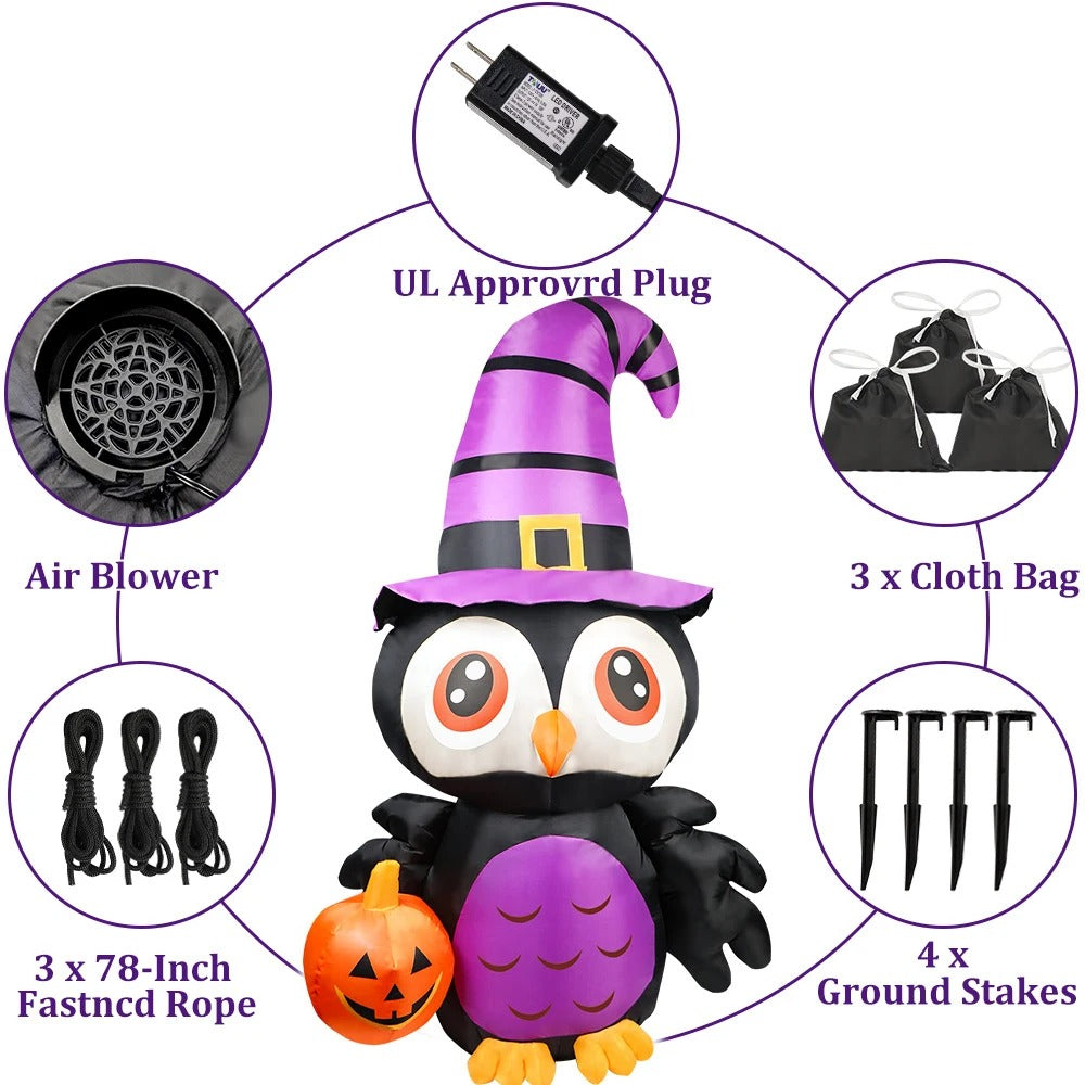 Owl Inflatables Halloween Decorations – Pumpkin Creepy Terror Scary Props