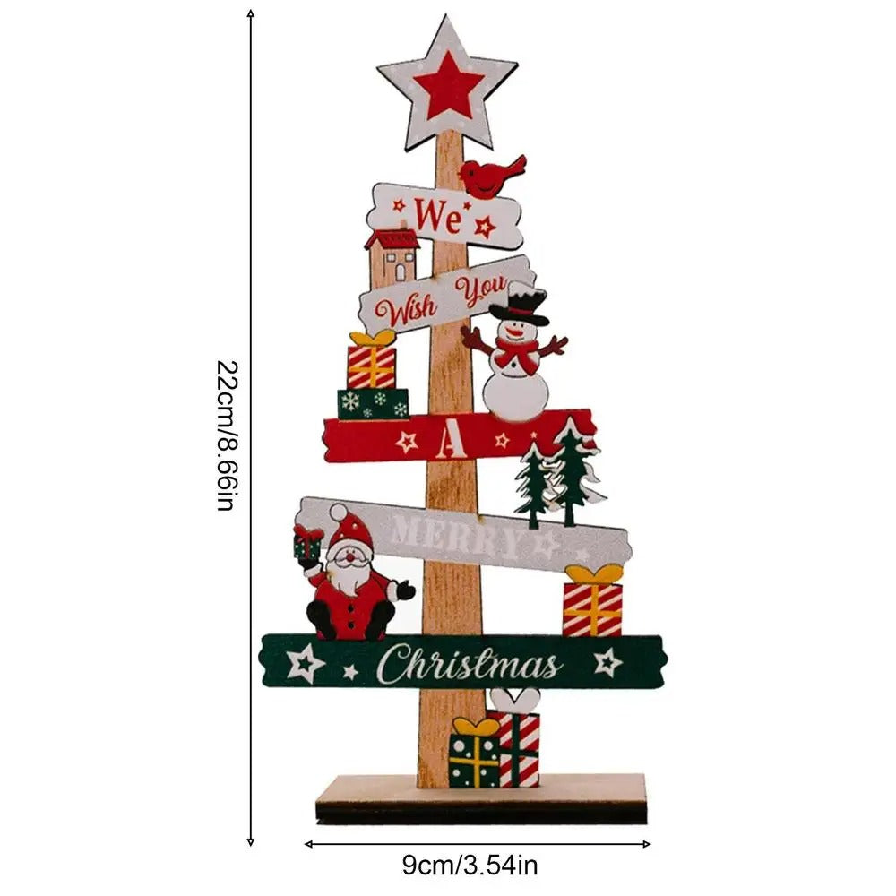 Desktop Christmas Tree & Santa Claus DIY Wooden Decoration – Festive Desk Ornament & Craft Kit