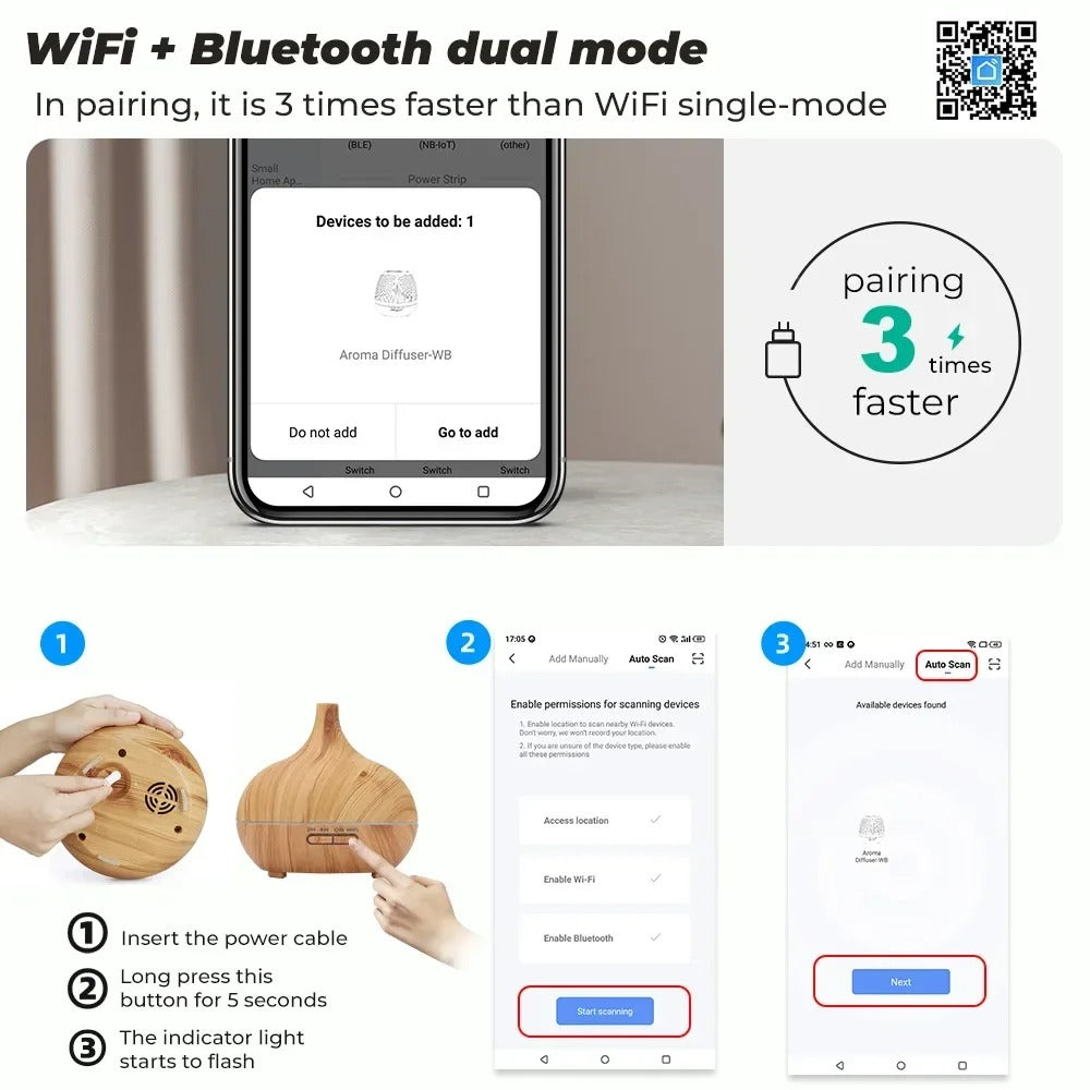 WiFi Smart 550ML Electric Aroma Diffuser & Essential Oil Air Humidifier