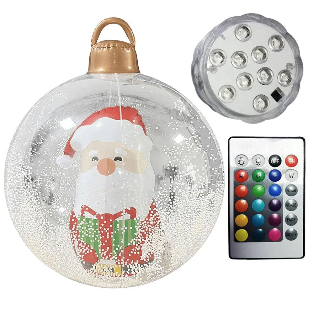 Giant Inflatable Christmas Ball with LED Light – 23.6 Inch Outdoor & Indoor Festive Bauble Decoration