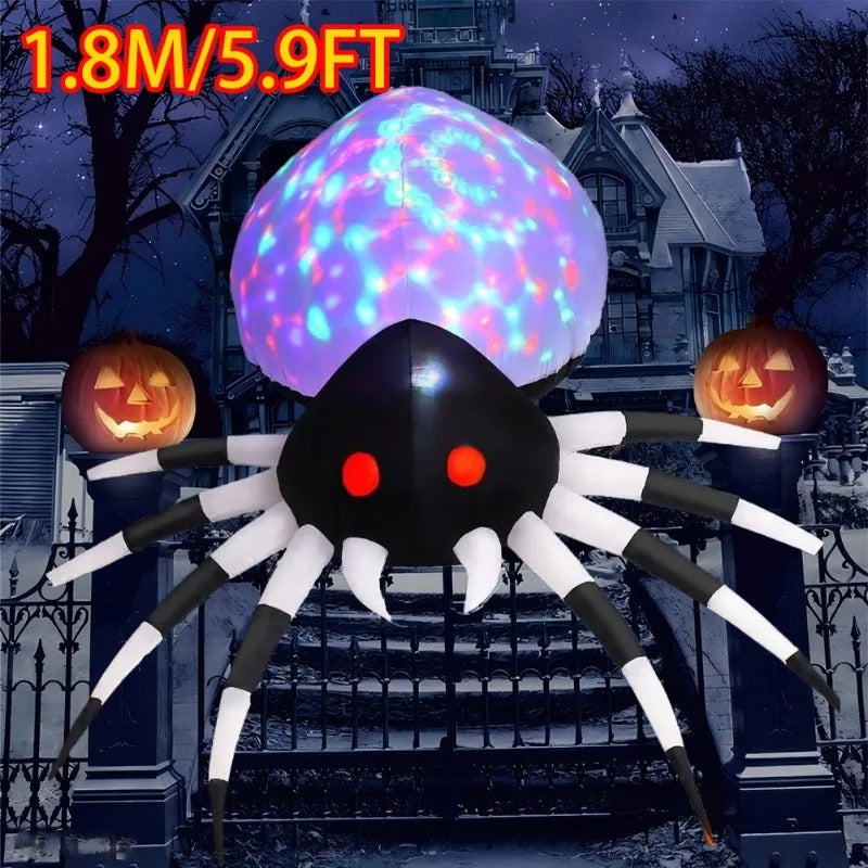 Halloween Inflatable Scary Spider with LED Lights – Luminous Atmosphere Decoration