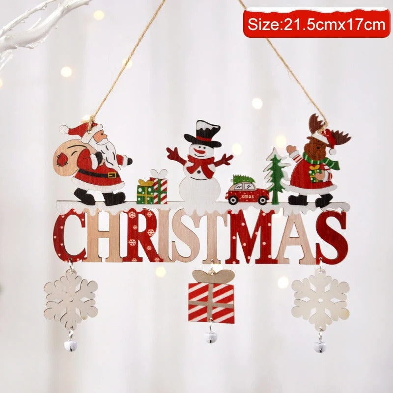 Gnome Santa Claus Wooden Hanging Ornament – Merry Christmas Tree & Wall Decoration