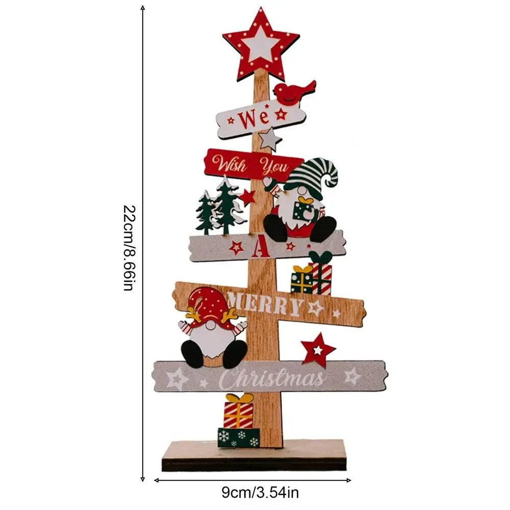 Desktop Christmas Tree & Santa Claus DIY Wooden Decoration – Festive Desk Ornament & Craft Kit