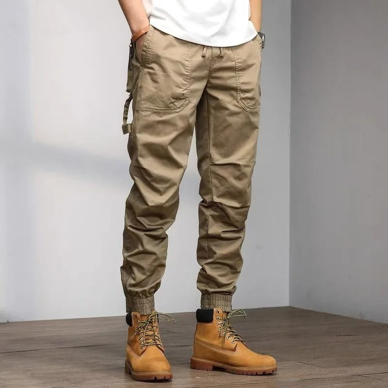 Men’s Classic Cotton Cargo Pants – Solid Colour Multi-Pocket Casual Trousers
