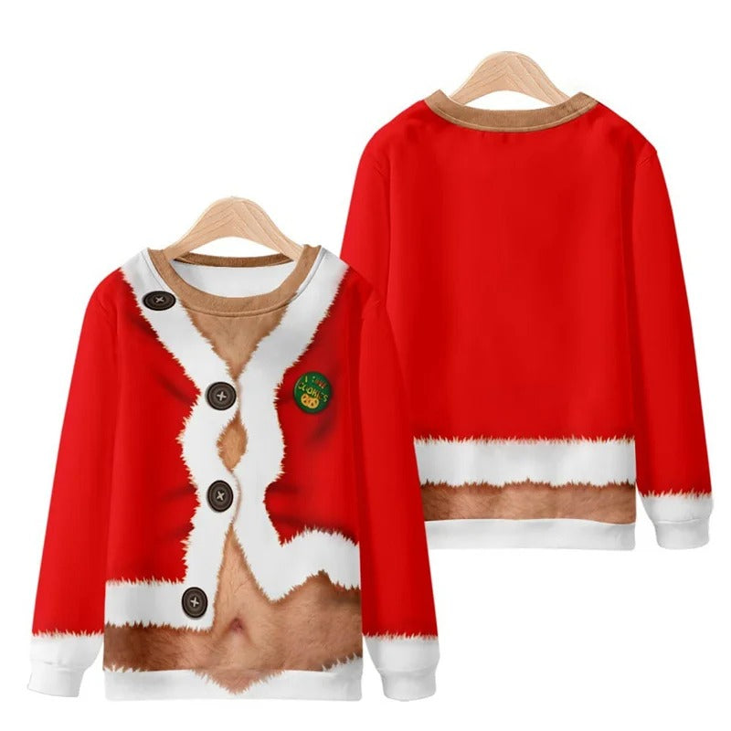Funny Ugly Christmas 3D Printed Sweatshirt – Loose Pullover Round Neck Long Sleeve Xmas Top for Men & Women