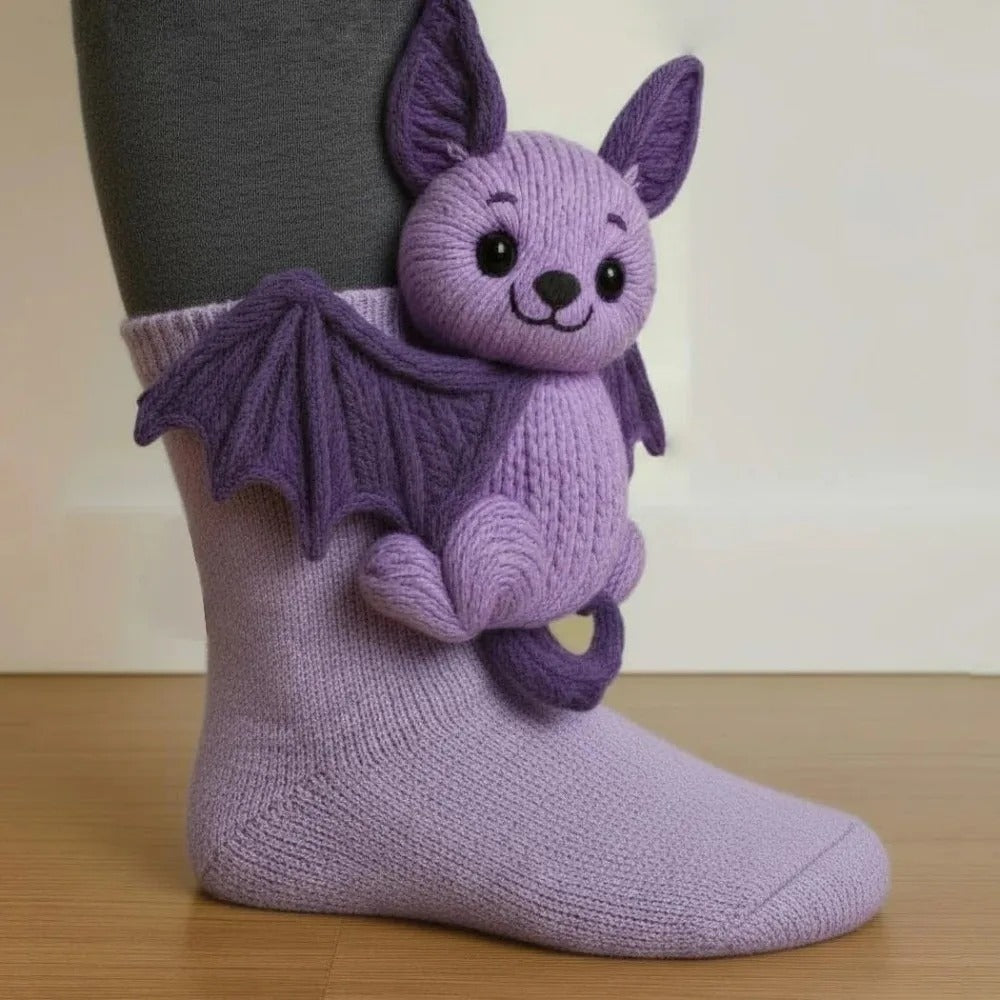 Three-Dimensional Cat Printed Mid Tube Socks