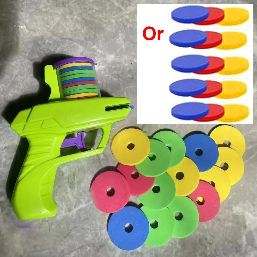Foam Disc Gun Toy | Flying Disc Shooting Launcher for Kids & Outdoor Play