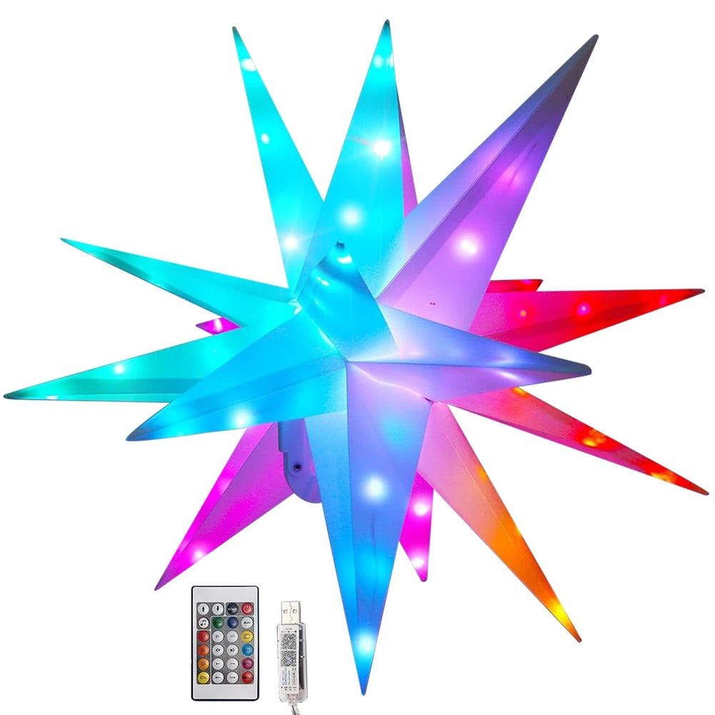 Christmas Tree Topper Star – Shiny LED Light with Bluetooth & USB Power for Festive Tree Decoration