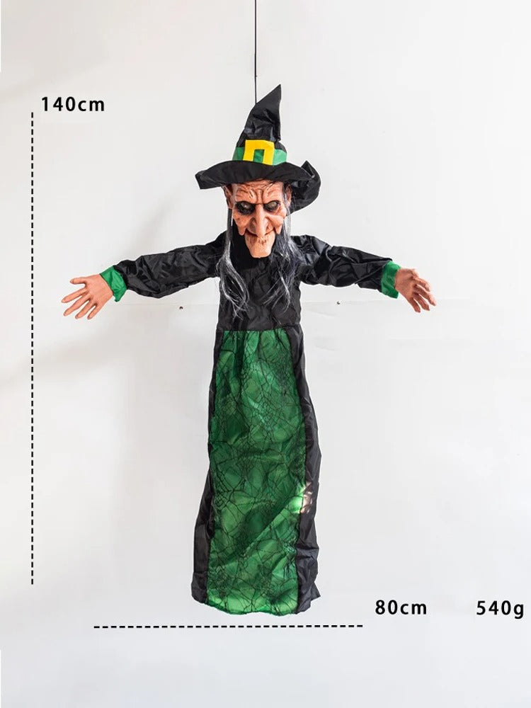 Halloween Life Size Animatronic Witch 180cm – Motion Sensor, Talking, Glowing Eyes, Outdoor Yard Decor
