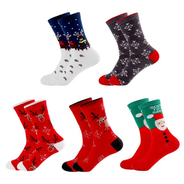 Cartoon Christmas Socks – 5 Pairs Festive Novelty Socks Gift Set for Adults & Kids