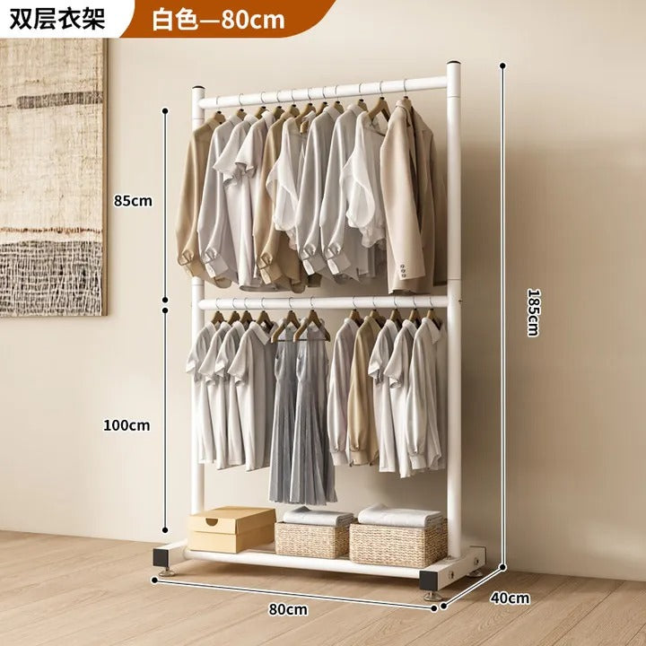 Double Layer Clothes Drying Rack - Heavy Duty Floor Standing Organizer