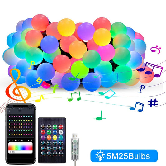 Smart APP-Controlled RGB String Lights – IP65 Waterproof with Remote | 5M/10M