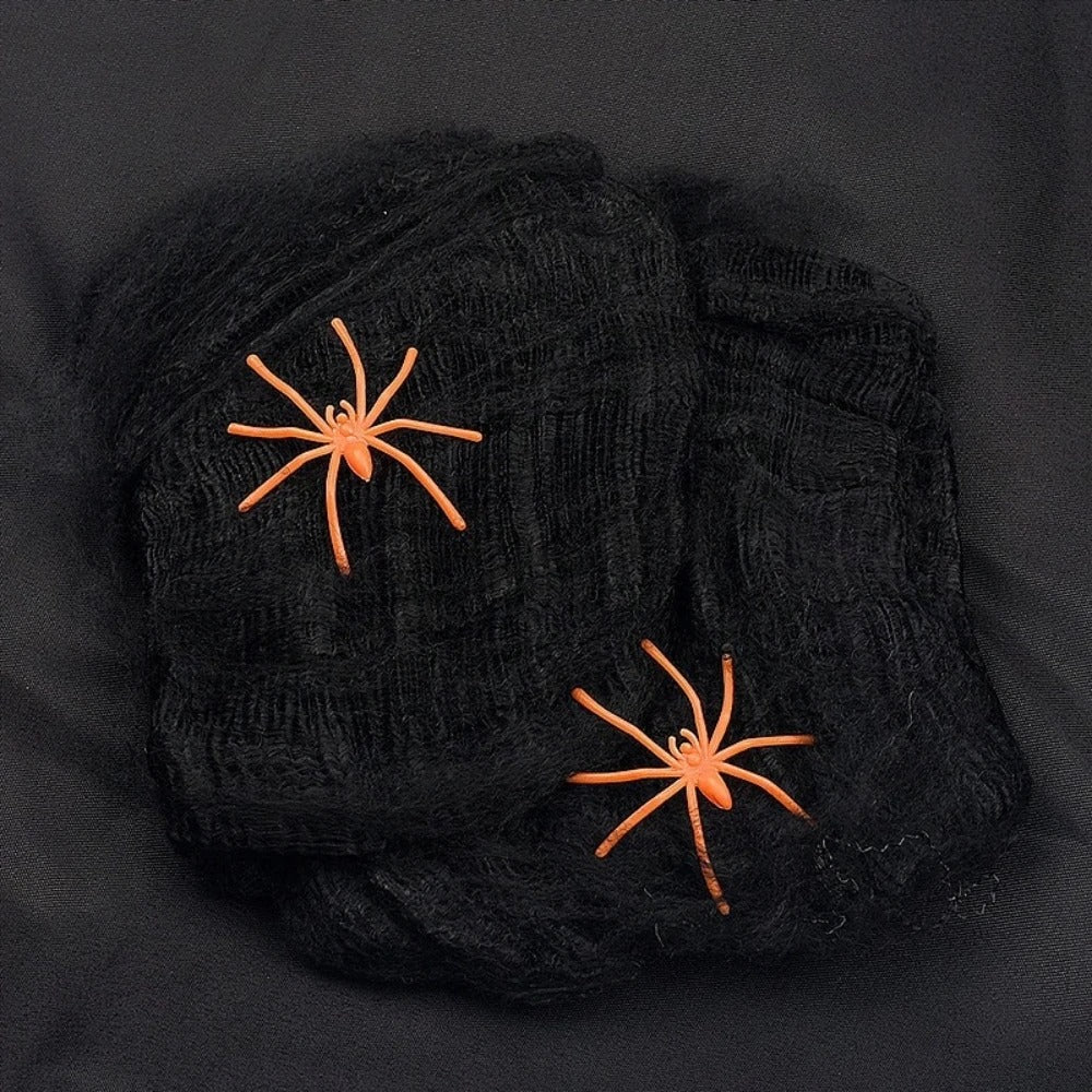 Halloween Artificial Spider Web & Cobweb Decoration – Stretchy Gothic Haunted House Decor