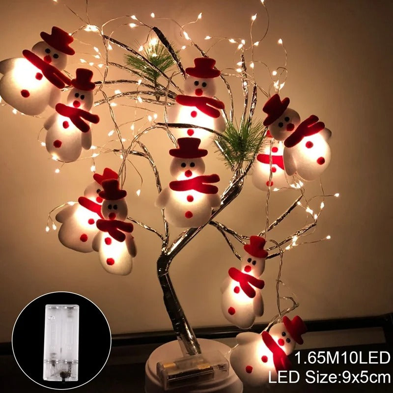 Snowman Christmas LED Garland String Lights – Festive Indoor Fairy Light Decoration for Home & Tree