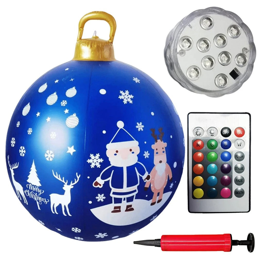 Giant Inflatable Christmas Ball with LED Light – 23.6 Inch Outdoor & Indoor Festive Bauble Decoration