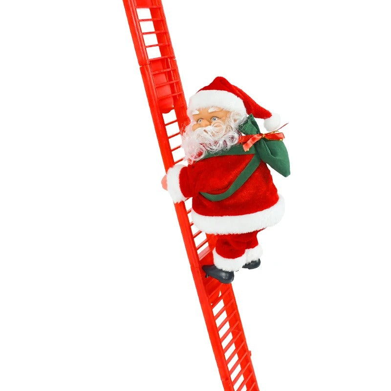Santa Claus Climbing Ladder Doll with Music – Christmas Tree Ornament & Festive Decoration