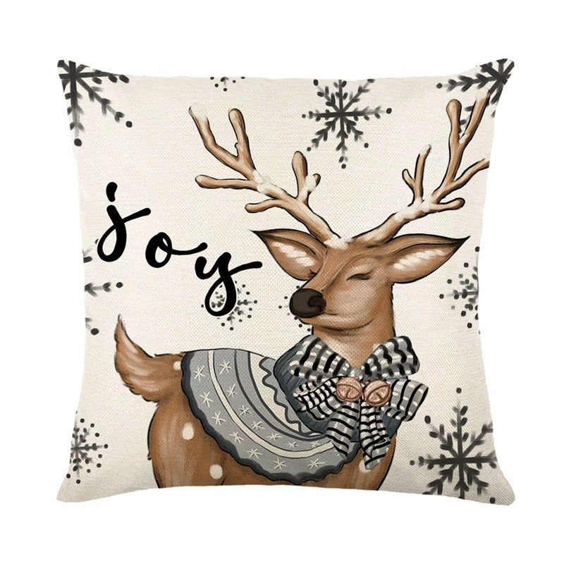 Linen Christmas Cushion Cover – Festive Pillow Case 45x45cm for Holiday Home Décor