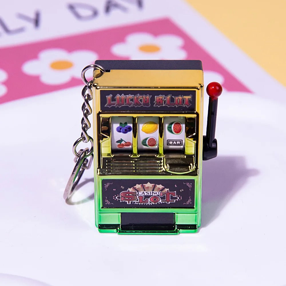 Mini Slot Machine Keychain – Novelty Lucky Charm Keyring Toy for Adults & Gambling Enthusiasts - QuirkyFindsHub