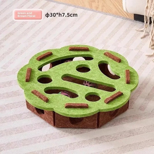 Cat Puzzle Toy Felt Box – Interactive Exercise & Hunting Toy with Ball for Indoor Cats