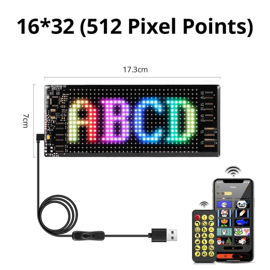 Smart Bluetooth LED Pixel Screen Strip - USB DIY Scrolling Display