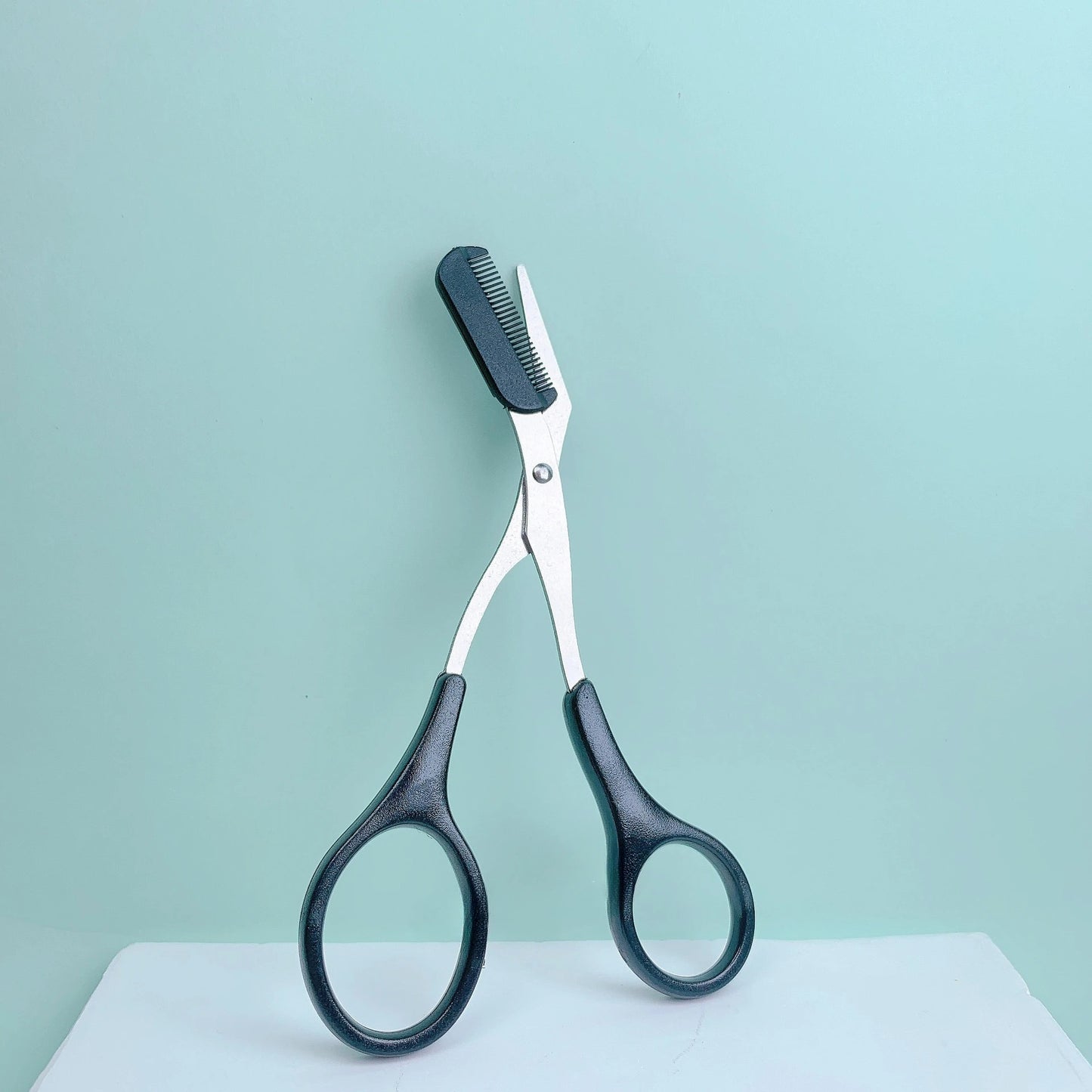 Pink Eyebrow Scissors with Built-In Comb – Stainless Steel Precision Grooming Tool