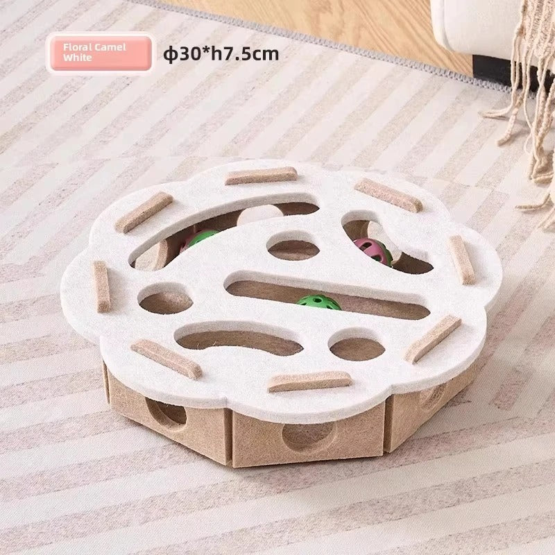 Cat Puzzle Toy Felt Box – Interactive Exercise & Hunting Toy with Ball for Indoor Cats