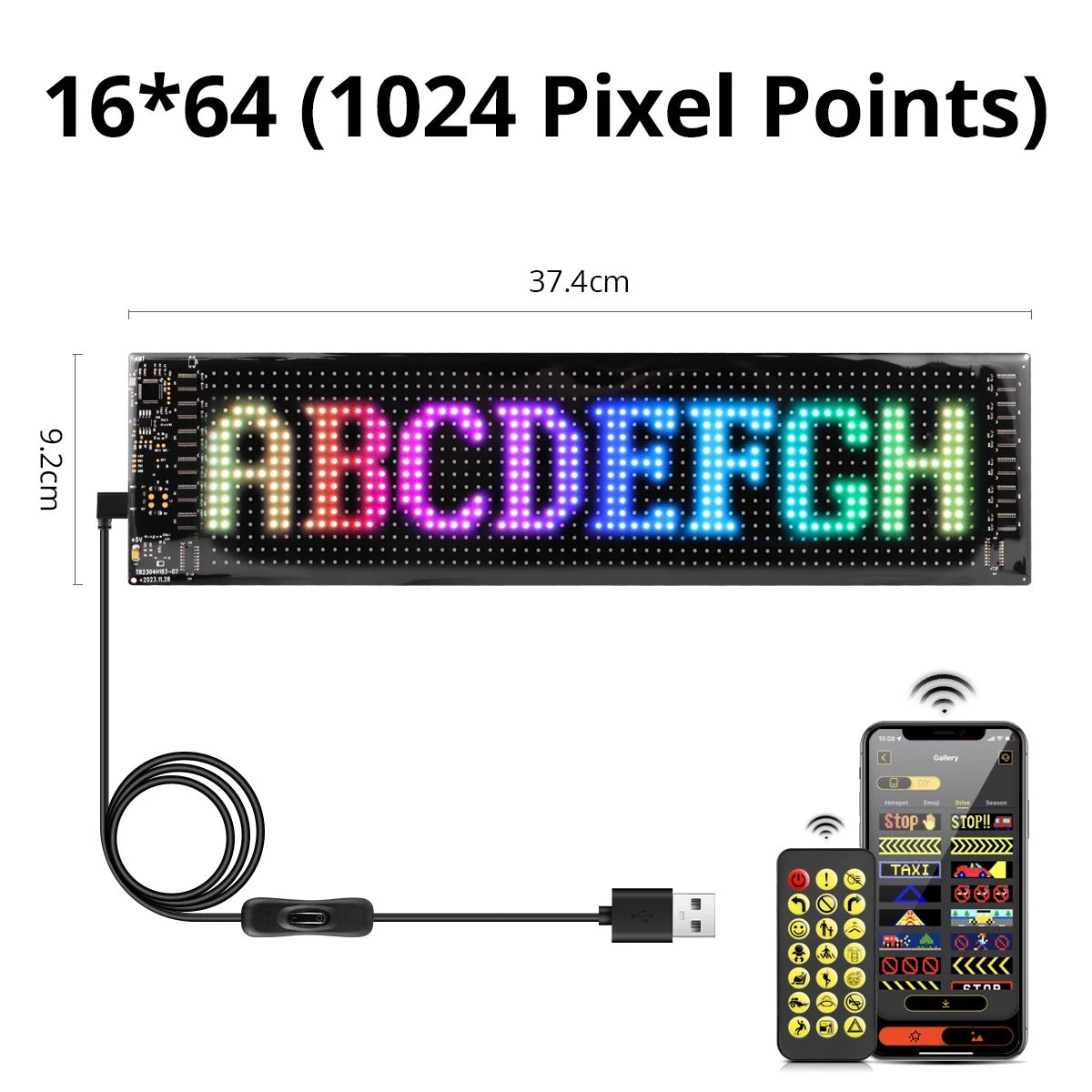 Smart Bluetooth LED Pixel Screen Strip - USB DIY Scrolling Display