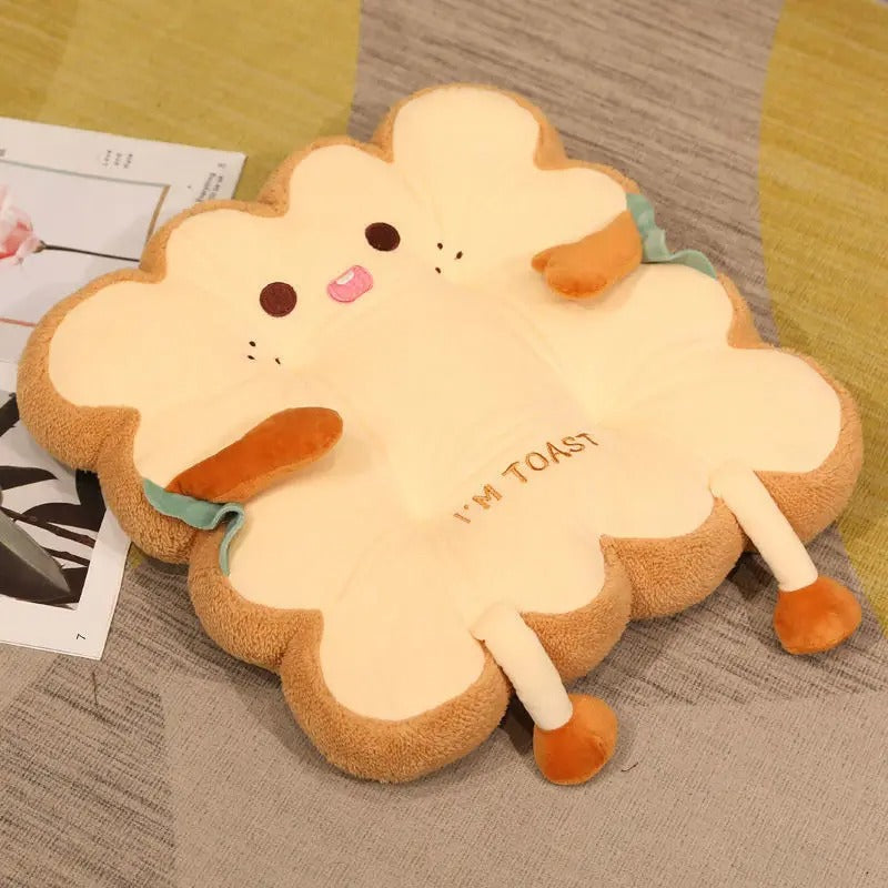 Kawaii Bread Toast Plush Cushion Doll – Cute Simulation Food Stuffed Toy for Kids & Home Decor