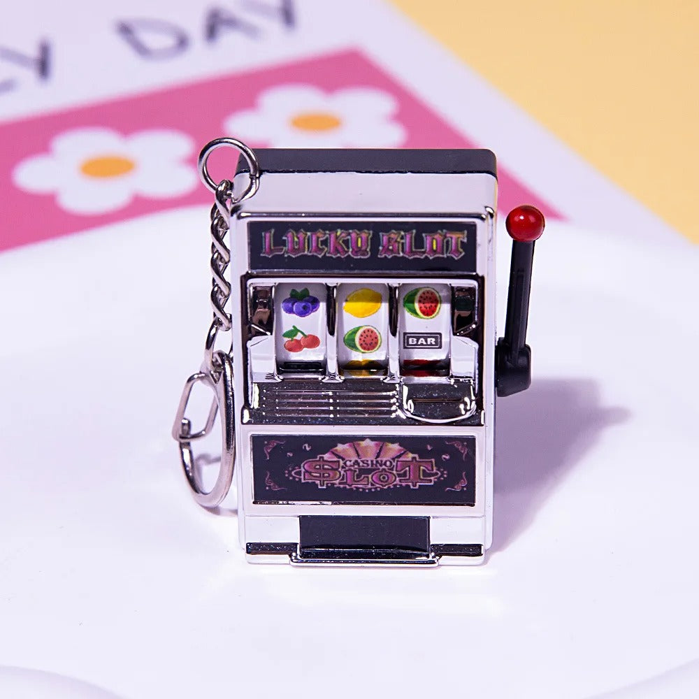 Mini Slot Machine Keychain – Novelty Lucky Charm Keyring Toy for Adults & Gambling Enthusiasts - QuirkyFindsHub