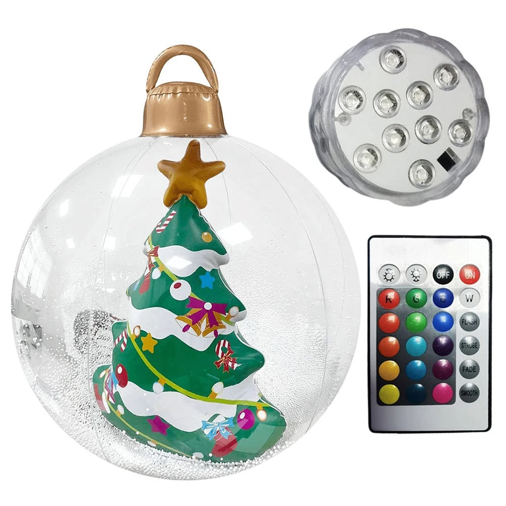 Giant Inflatable Christmas Ball with LED Light – 23.6 Inch Outdoor & Indoor Festive Bauble Decoration