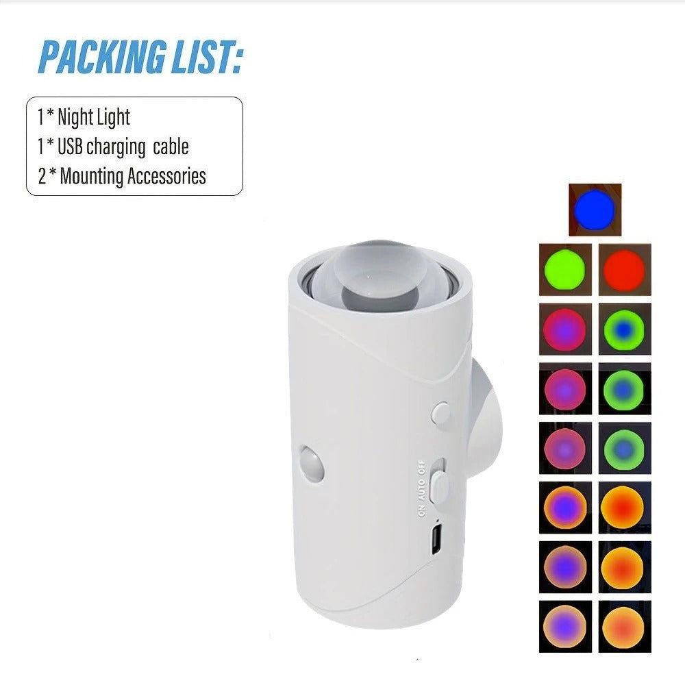 Smart Motion Sensor LED Wall Night Light – Rechargeable RGB & Warm White Magnetic Mount