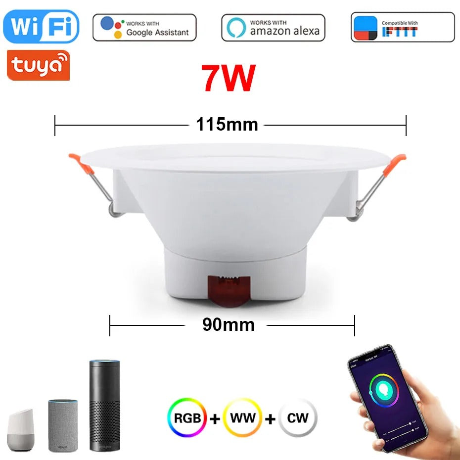 Tuya WiFi Smart LED Downlight – 5W 7W 9W 10W 15W 220V Dimmable Spot Light Compatible with Alexa & Google Home
