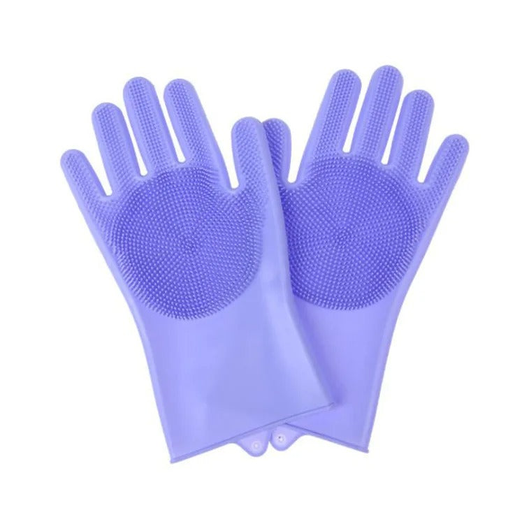 Silicone Pet Bath Brush Gloves – Dog & Cat Grooming Mitt with Massage Bristles