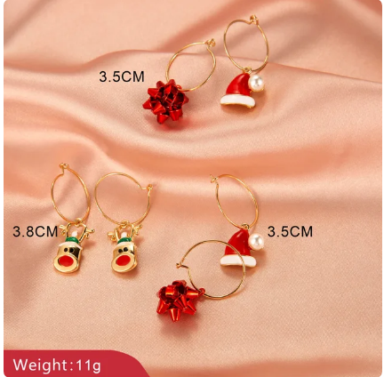 Christmas Snowman Earrings - Festive Bells Dangle Drop Earrings for Women