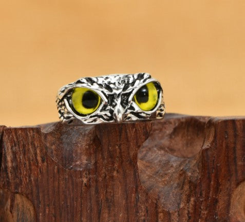Owl Eye Adjustable Ring – Vintage Retro Alloy Open Ring for Men & Women | 6 Colours