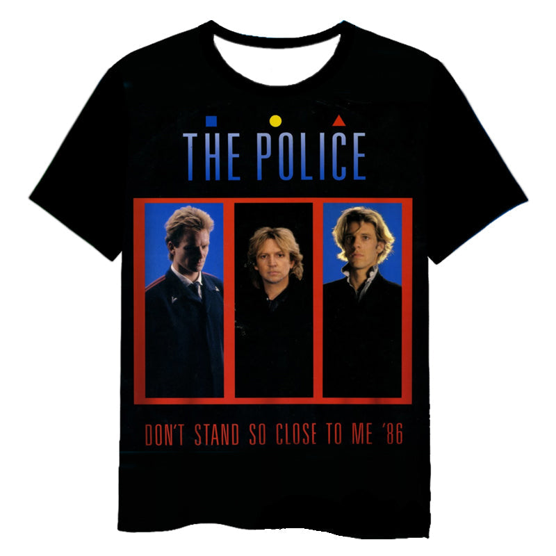 The Police Rock Band 3D Printed T-Shirt – Short Sleeve Hip Hop Harajuku Tee