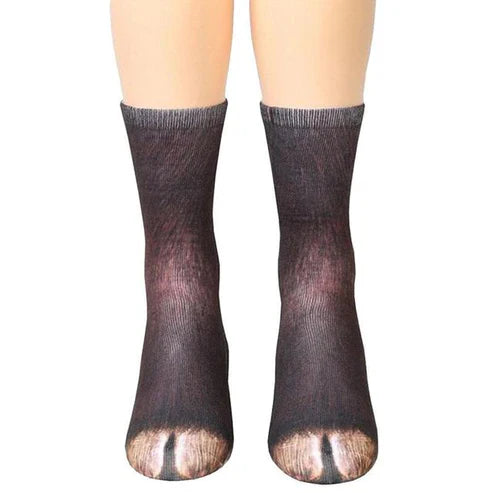 Animal Paw Socks – Cute Novelty Fluffy Paw Print Socks for Women & Kids