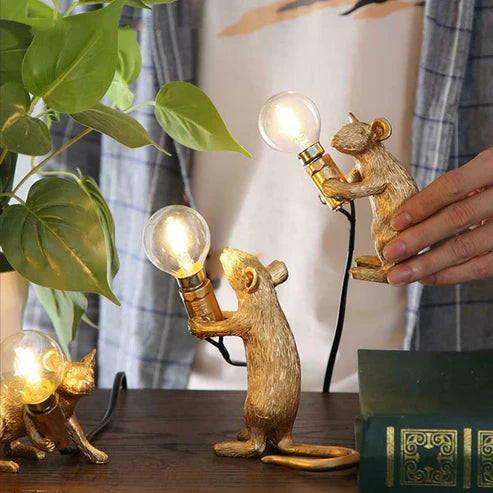Gold Mouse Desk Lamps — Set of 3 | Decorative Novelty Table Lights