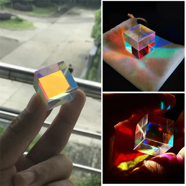 K9 Optical Glass Cube Prism – Six-Sided Rainbow Light Beam Splitter