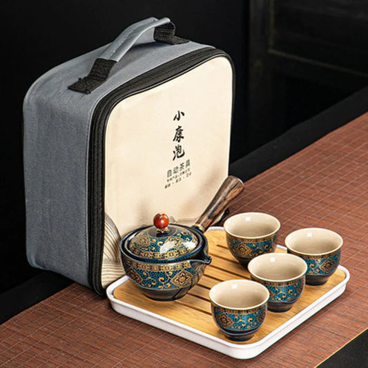Chinese Gongfu Tea Set – 360° Rotation Ceramic Tea Maker & Infuser Cup for Pu’er