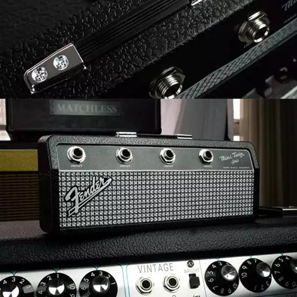 Fender Jack Rack Wall Mounting Guitar Amp Key Holder - 4 Guitar Plug Keychains for Music Lovers