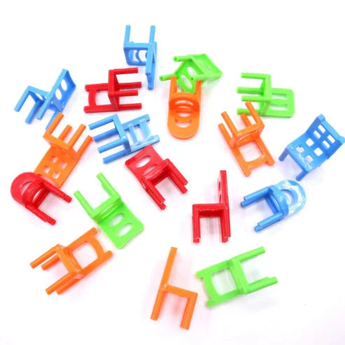 Balance Chair Stacking Game - 24 Piece Mini Chair Tower Building Game for Kids & Family Fun