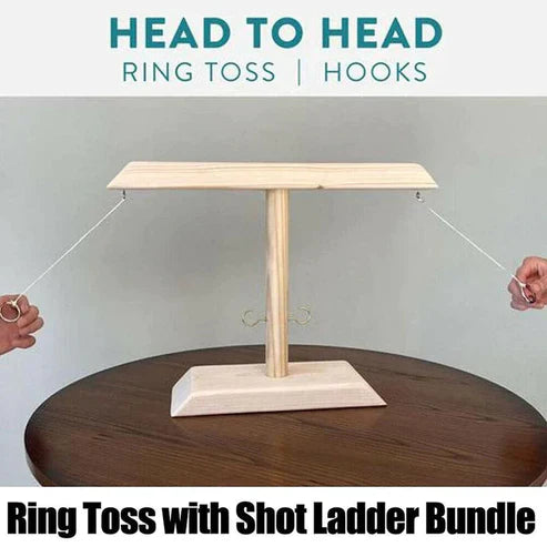 Hook Ring Toss Interactive Game - Wooden Ladder Party Game