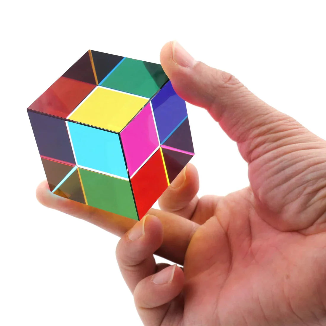 K9 Optical Glass Cube Prism – Six-Sided Rainbow Light Beam Splitter