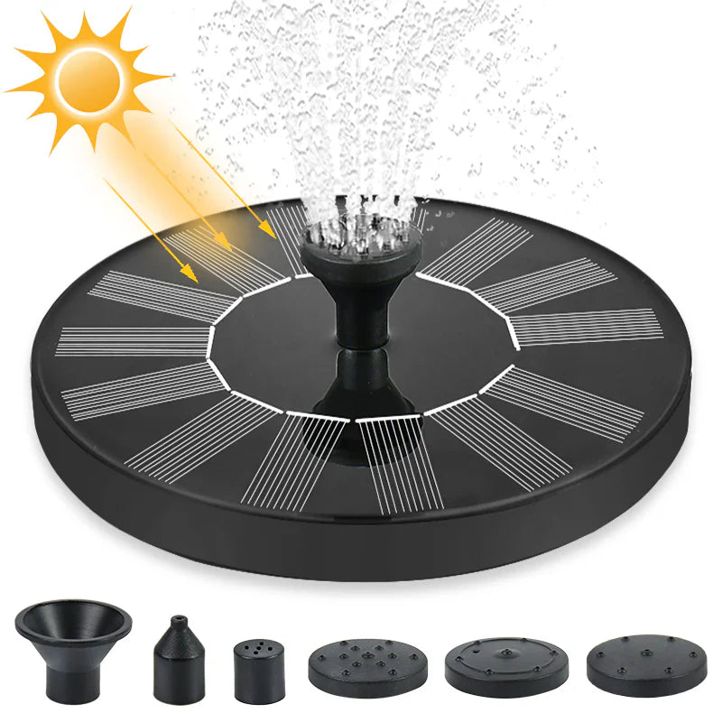 Solar Powered Water Fountain Pump – Floating Bird Bath Fountain with 4 Interchangeable Nozzles
