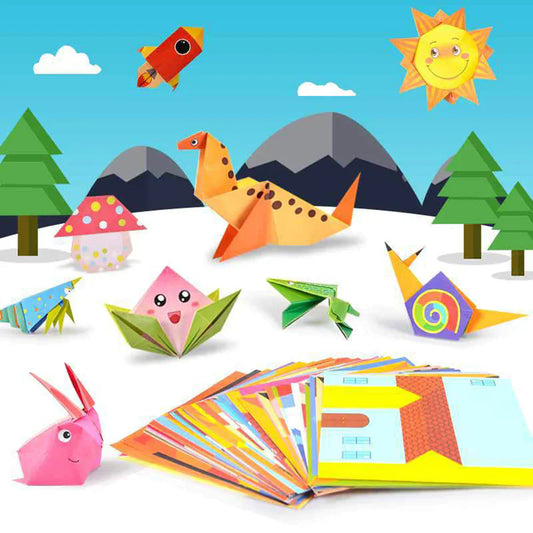 3D Paper Art Kids Craft Toy - Educational Origami Paper Craft Set with 54 Sheets & 27 Patterns in 2 Styles