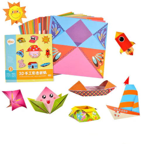 3D Paper Art Kids Craft Toy - Educational Origami Paper Craft Set with 54 Sheets & 27 Patterns in 2 Styles