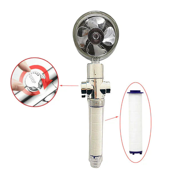 High Pressure Turbo Shower Head – Handheld Hydro Jet with Water Filter