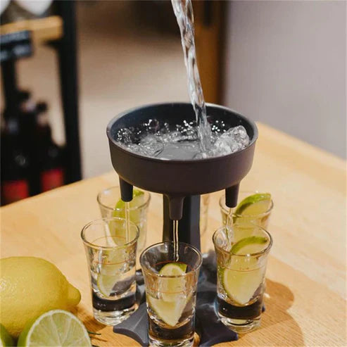 6 Shot Dispenser with Cups - Party Drink Dispenser Set