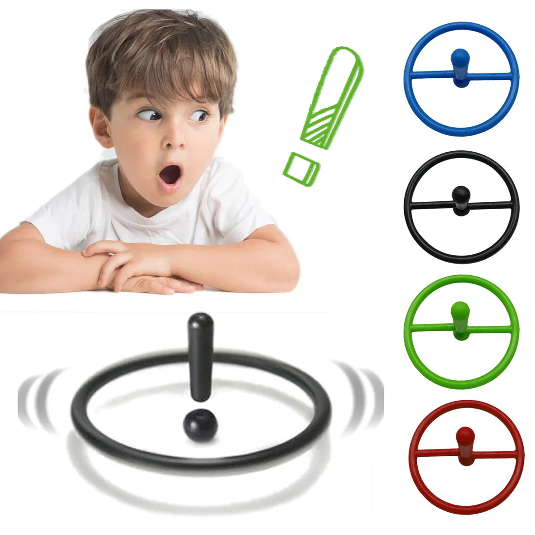 Forever Spinning Tops Toy - Exclamation Mark Optical Illusion Spin Top Fidget Toy for Kids & Adults